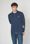 Polo a maniche lunghe in cotone interlock melange