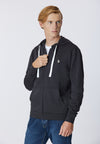 Felpa in cotone con cappuccio e chiusura zip