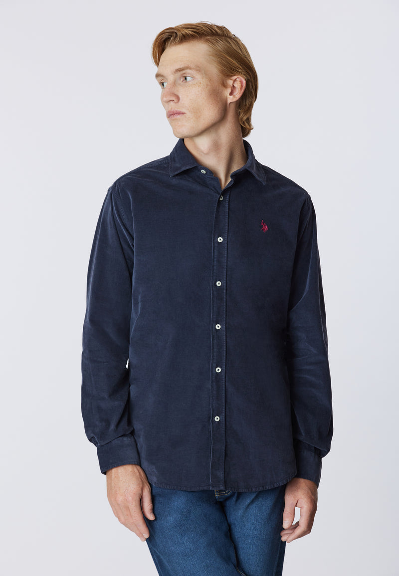 Camicia in velluto stretch con logo