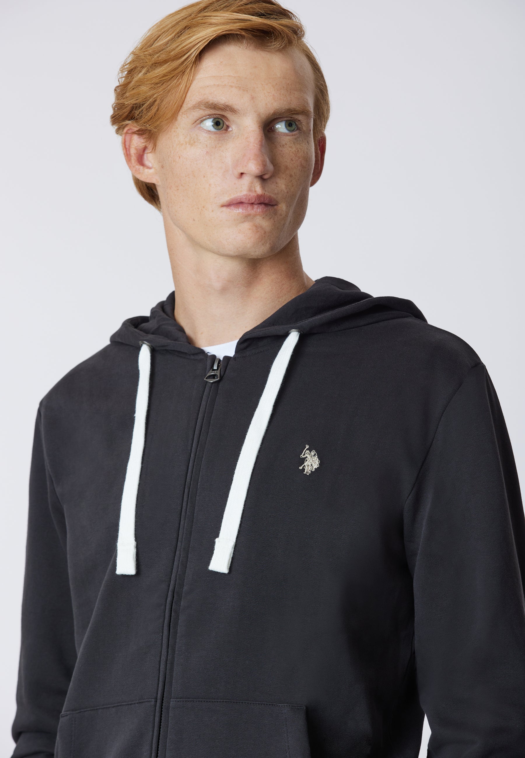 Felpa in cotone con cappuccio e chiusura zip