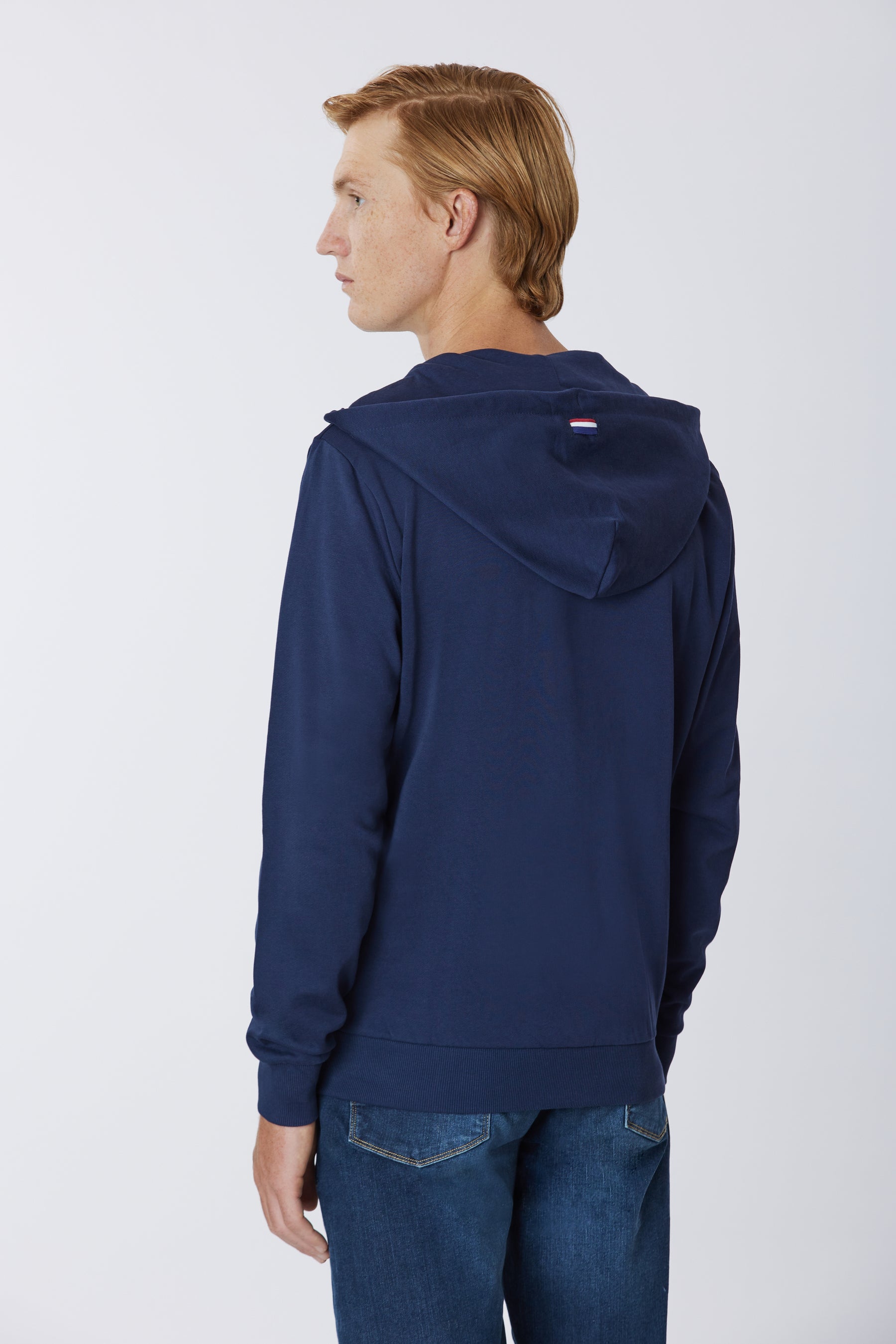 Felpa in cotone con cappuccio e chiusura zip