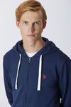 Felpa in cotone con cappuccio e chiusura zip