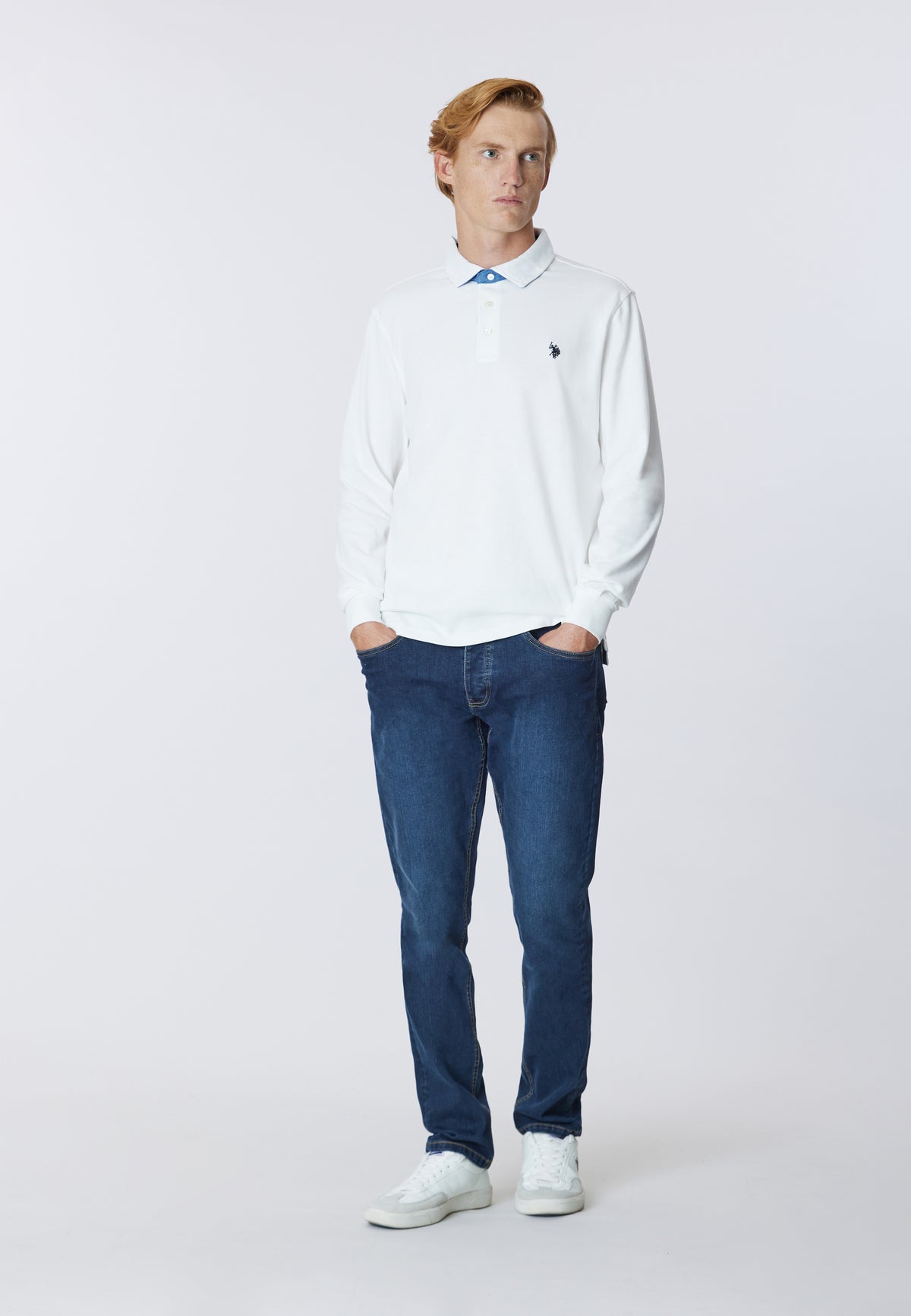 Polo a maniche lunghe heavy jersey con toppe
