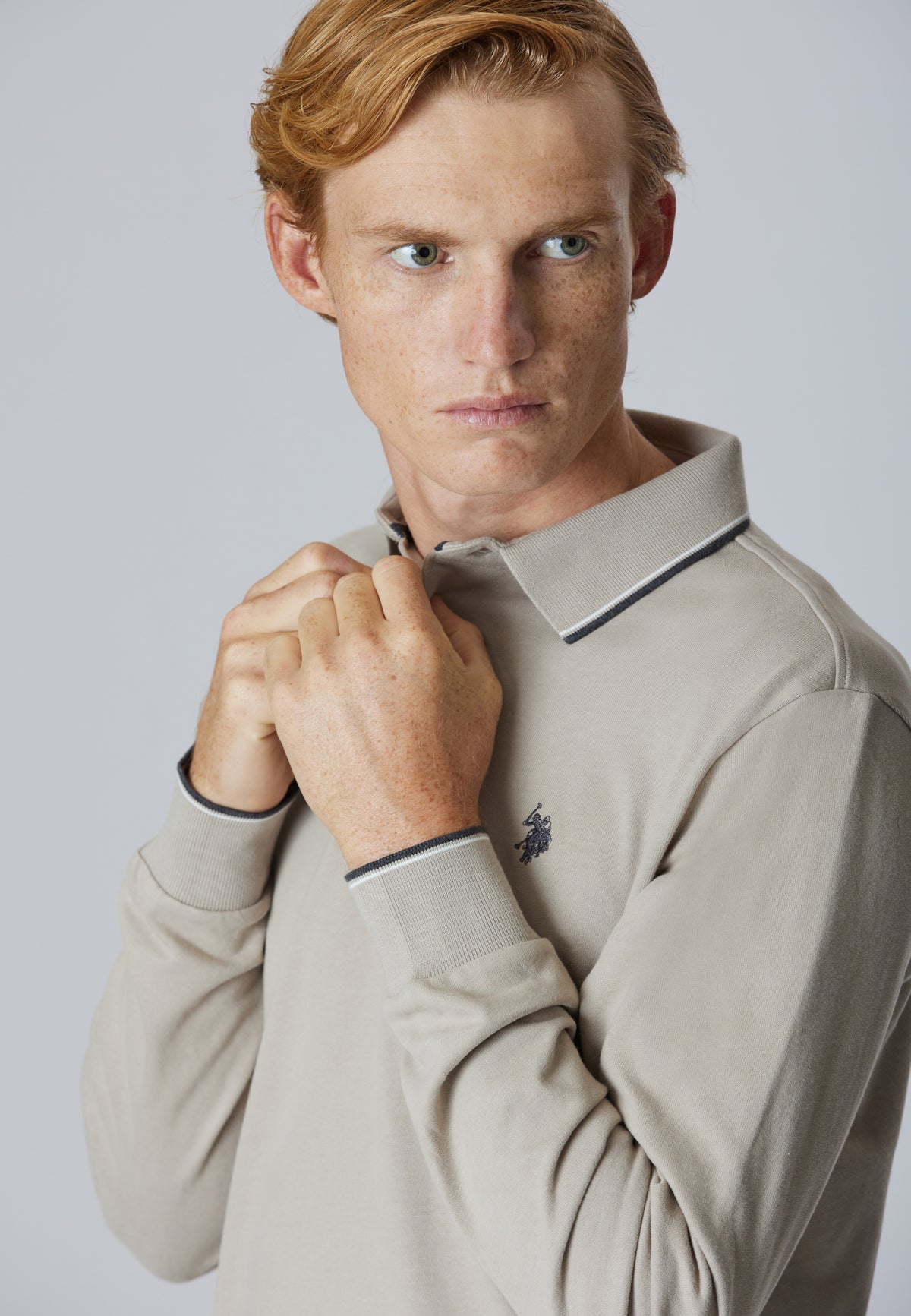 Polo a maniche lunghe in cotone heavy jersey