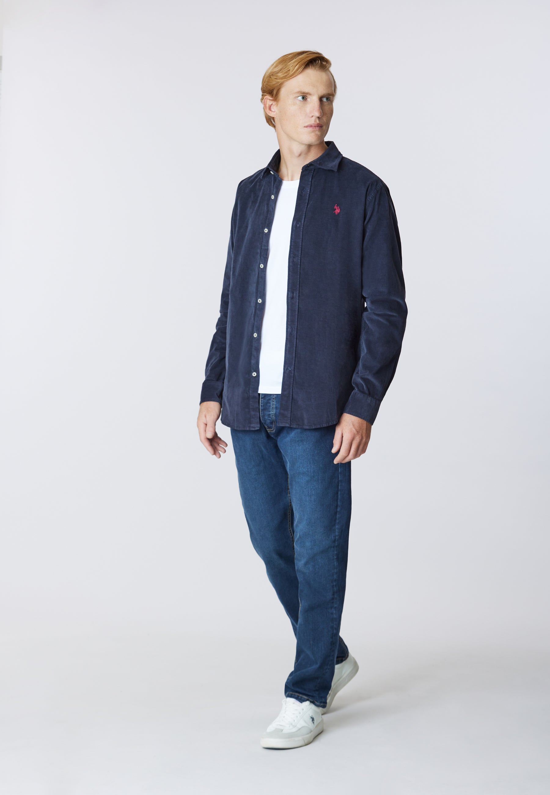 Camicia in velluto stretch con logo