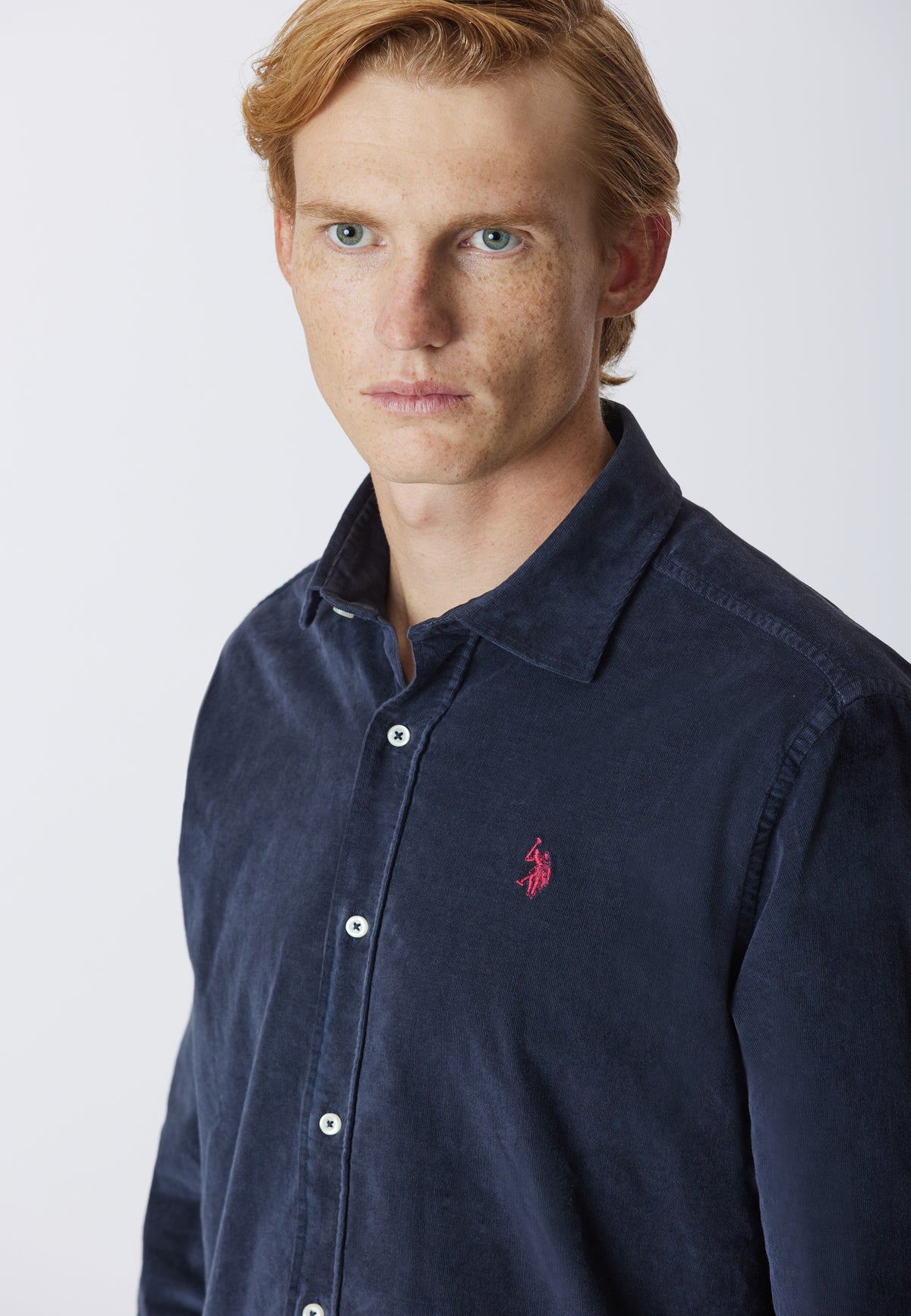 Camicia in velluto stretch con logo