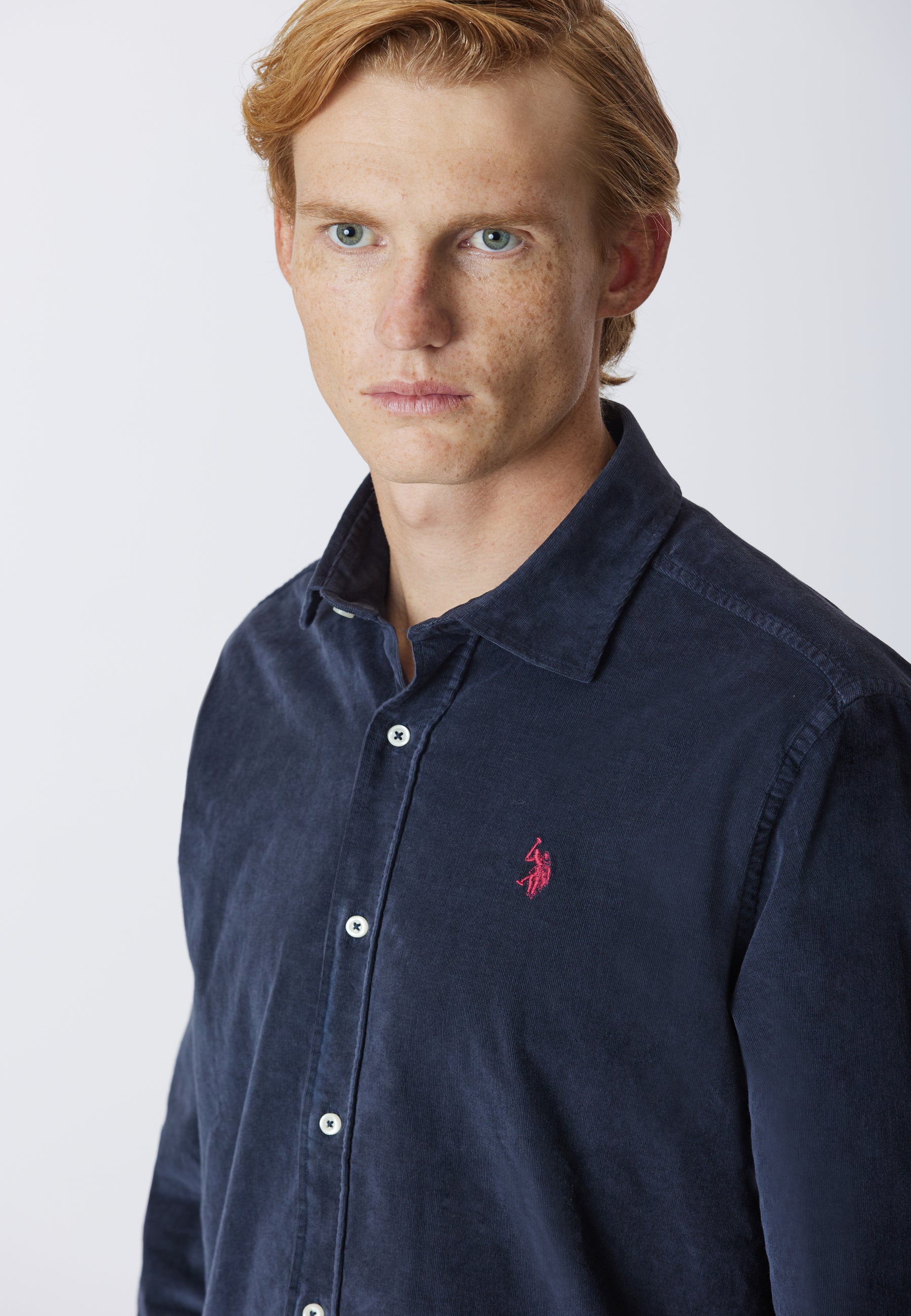 Camicia in velluto stretch con logo
