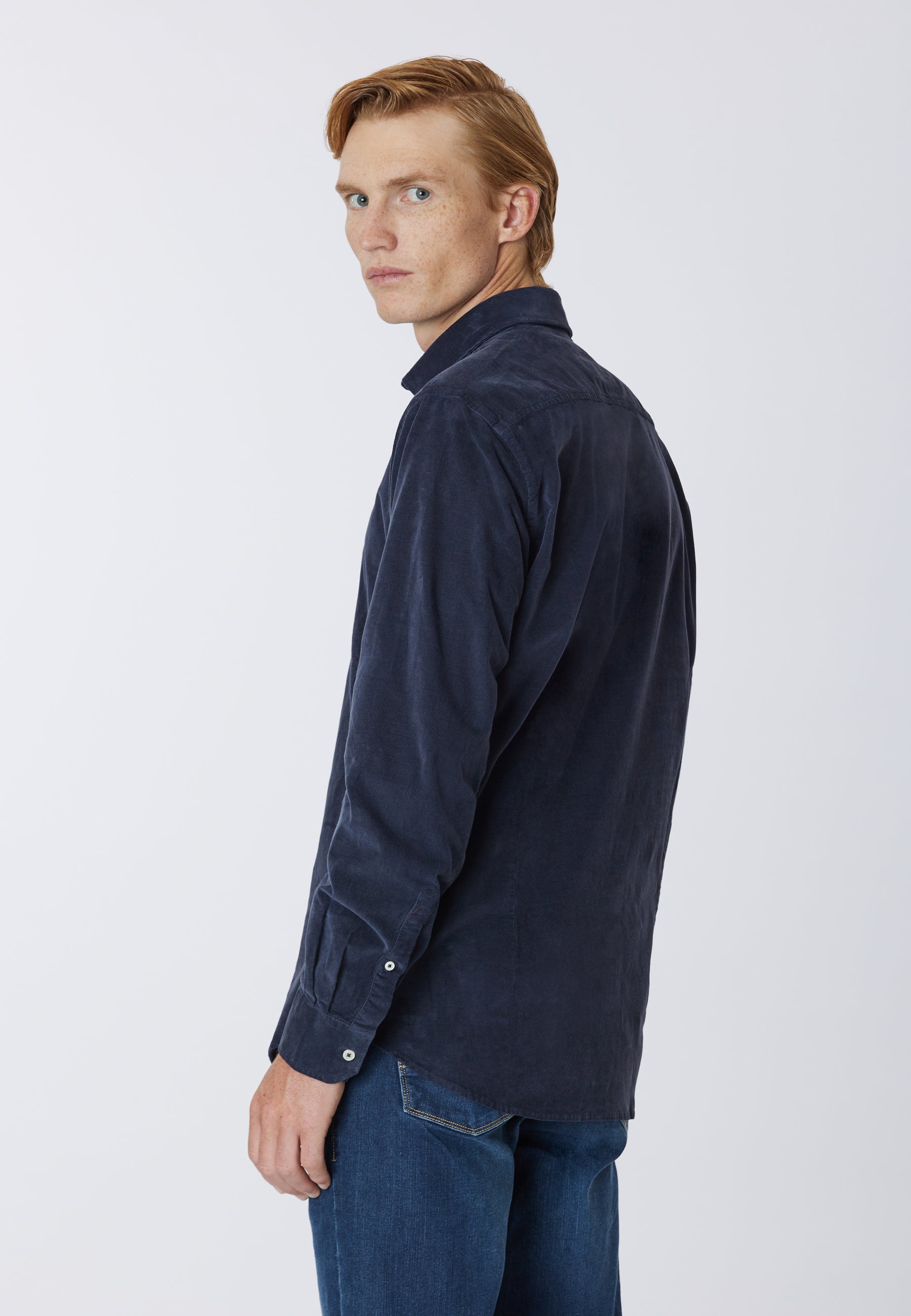 Camicia in velluto stretch con logo
