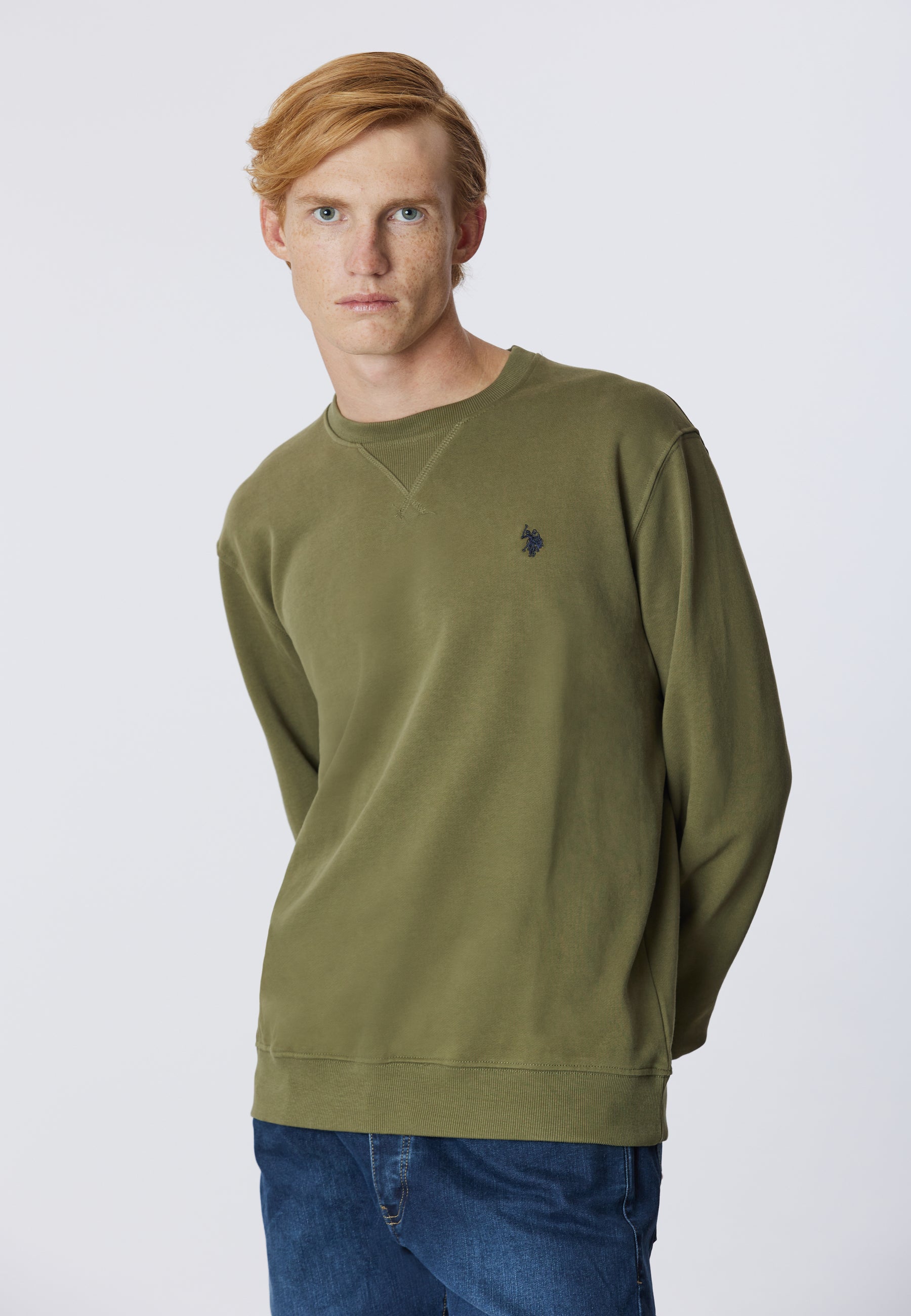 Felpa girocollo in cotone con logo