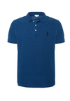 Polo a maniche corte in cotone piquet indigo