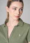 Polo a maniche corte con scollo a V in cotone stretch