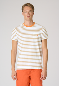 T-shirt a righe in cotone con taschino