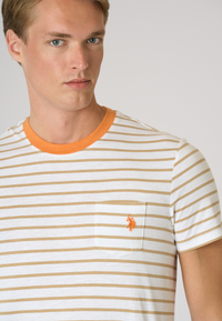 T-shirt a righe in cotone con taschino