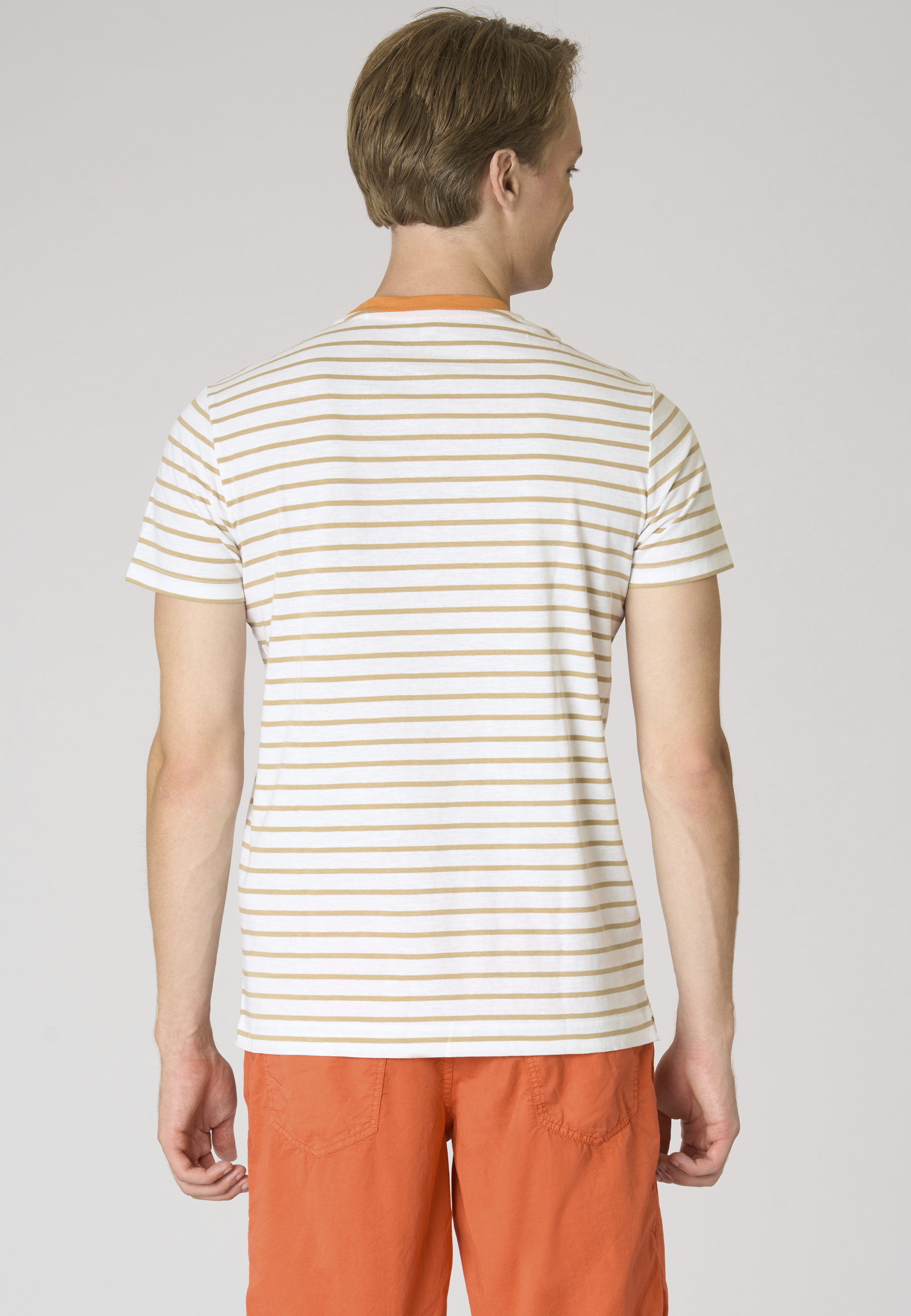 T-shirt a righe in cotone con taschino