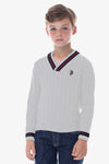 Maglia  scollo a V a treccia con logo U.S. Polo Assn.