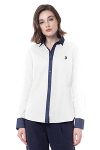 Camicia da donna micropiquet con logo U.S. Polo Assn.