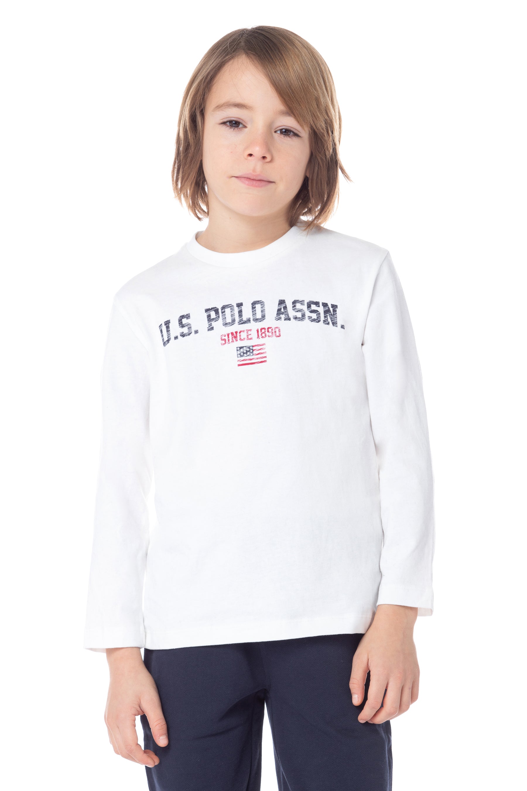 T-shirt a maniche lunghe con scritta U.S. Polo Assn.