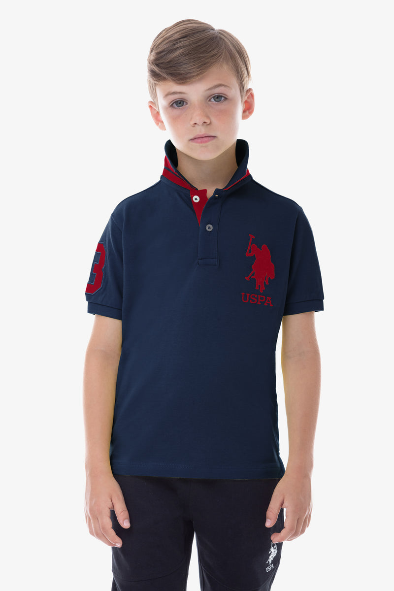 Polo a manica corta con  logo big e numero U.S. Polo Assn.