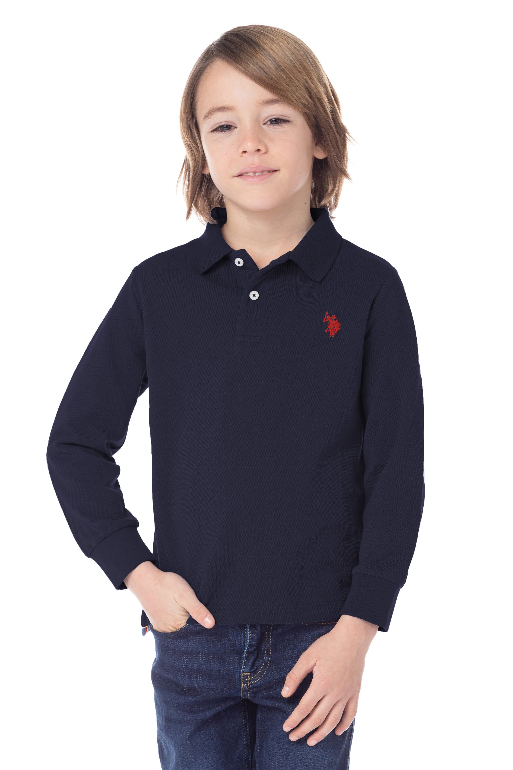 Polo da bambino a maniche lunghe con logo U.S. Polo Assn.