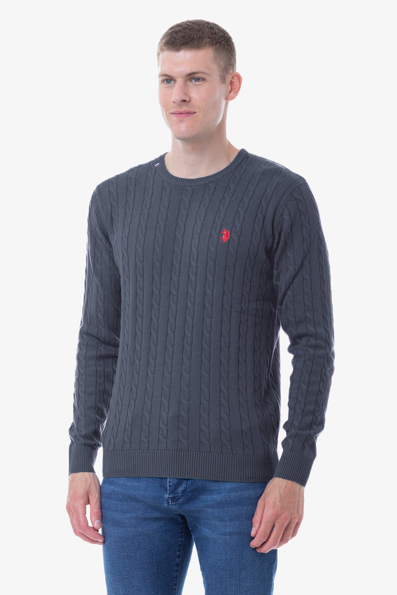 Maglia girocollo in cotone a trecce U.S. Polo Assn.