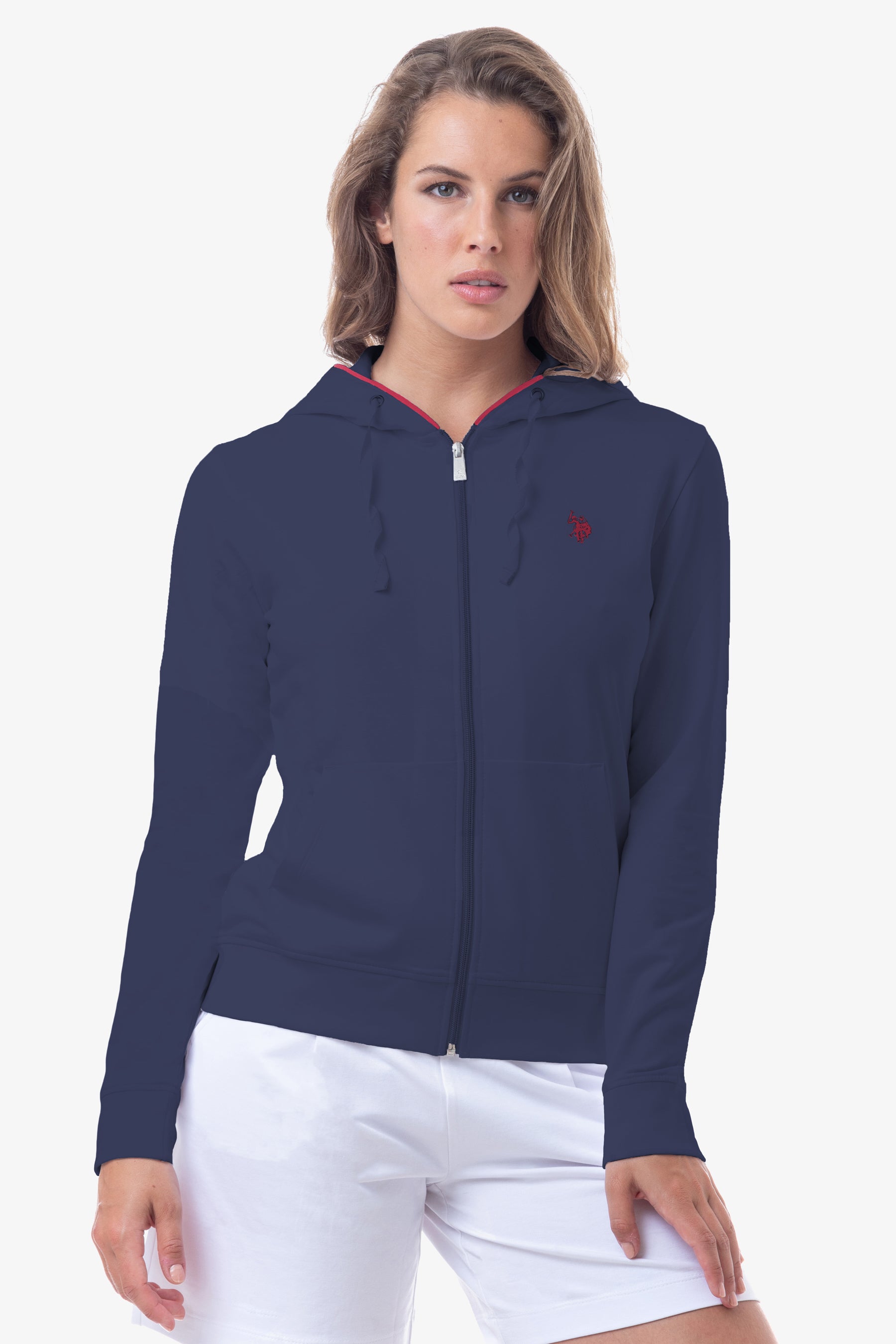 Felpa in cotone con chiusura zip e cappuccio U.S. Polo Assn.