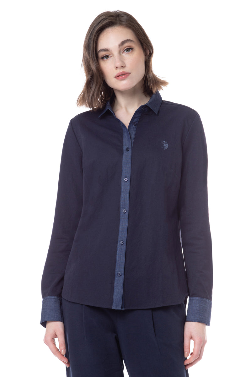 Camicia da donna micropiquet con logo U.S. Polo Assn.