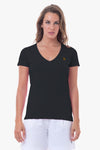 T-shirt donna scollo a V con logo U.S. Polo Assn.