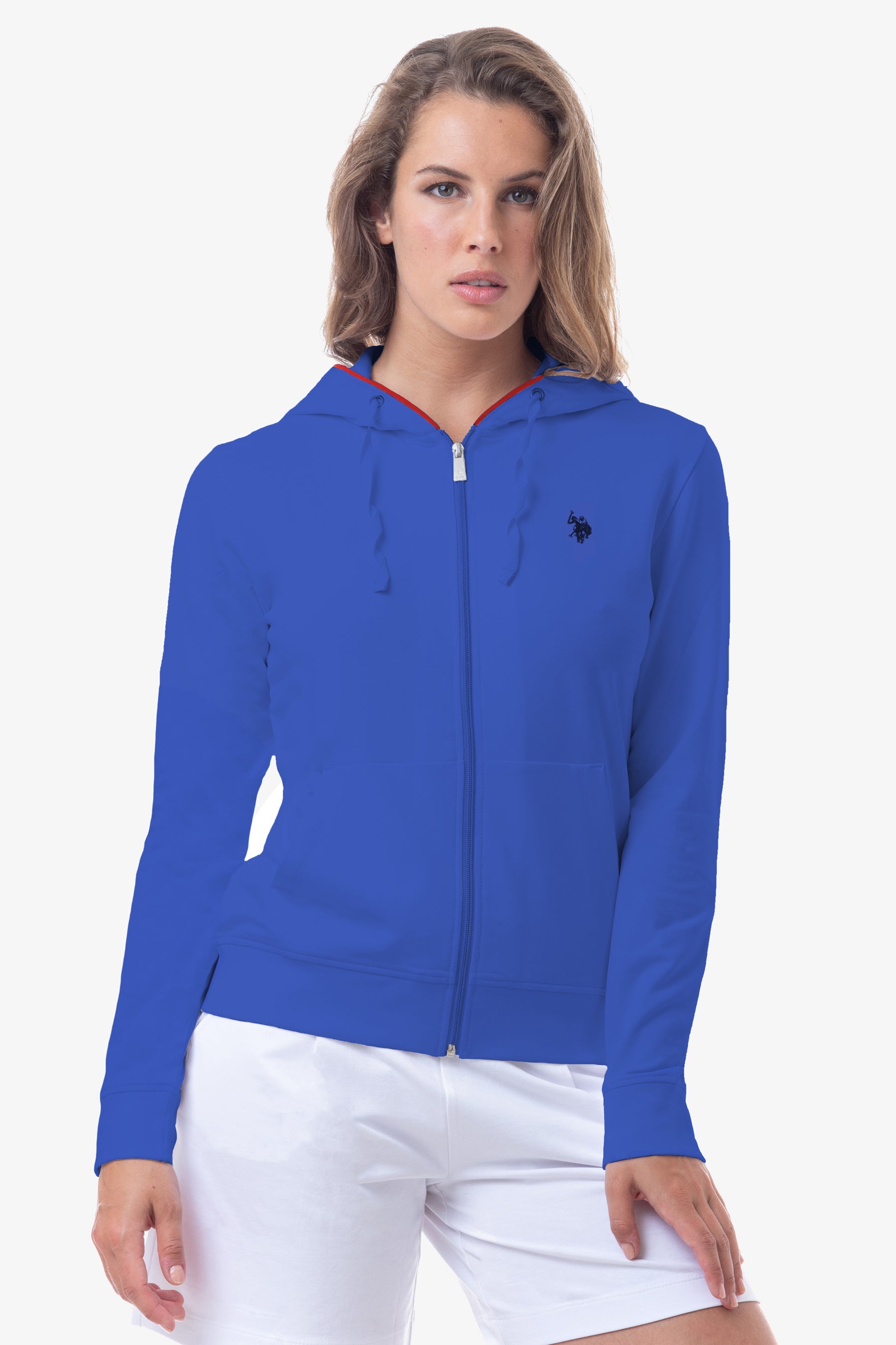 Felpa in cotone con chiusura zip e cappuccio U.S. Polo Assn.