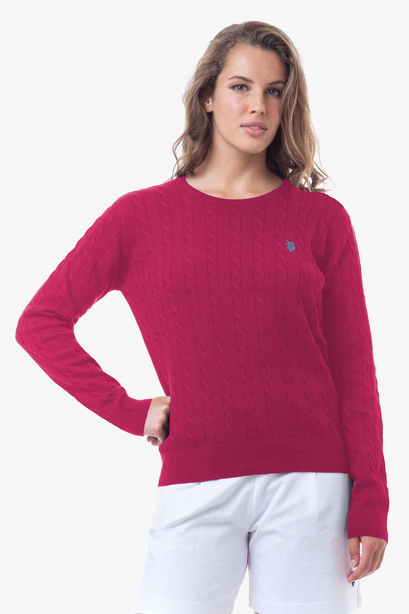 Maglia girocollo a treccia con logo U.S. Polo Assn.