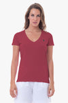 T-shirt donna scollo a V con logo U.S. Polo Assn.