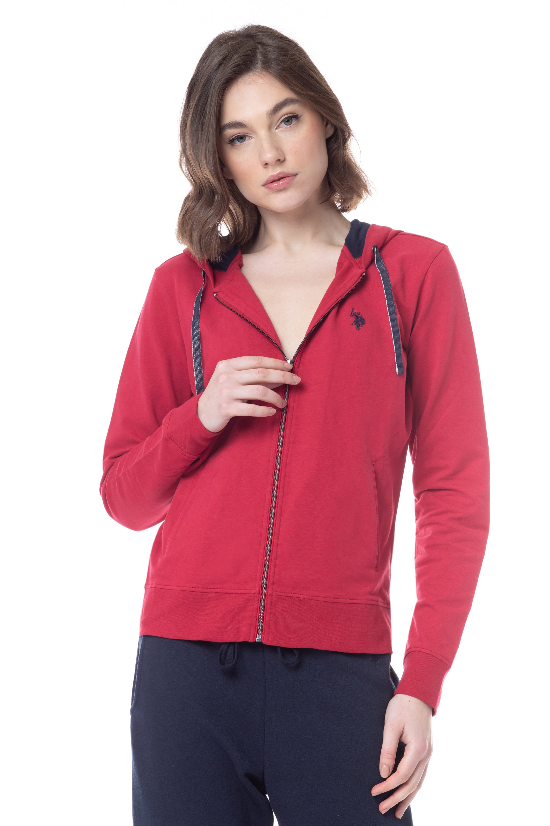 Felpa con chiusura zip e logo U.S. Polo Assn.