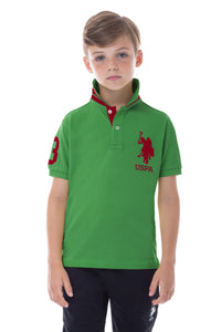 Polo a manica corta con  logo big e numero U.S. Polo Assn.