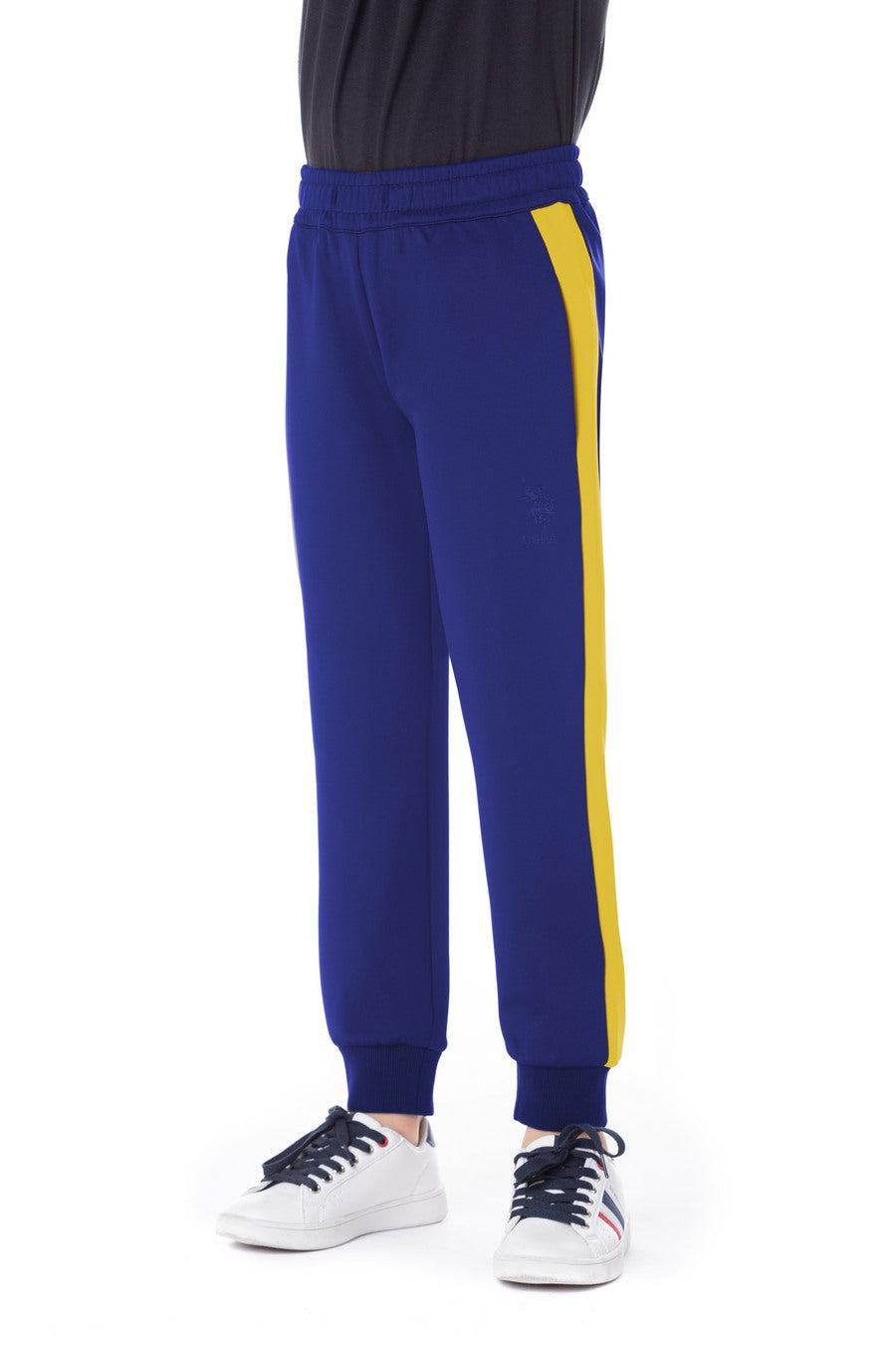 Pantalone sportivo da bambino con banda laterale e logo U.S. Polo Assn.