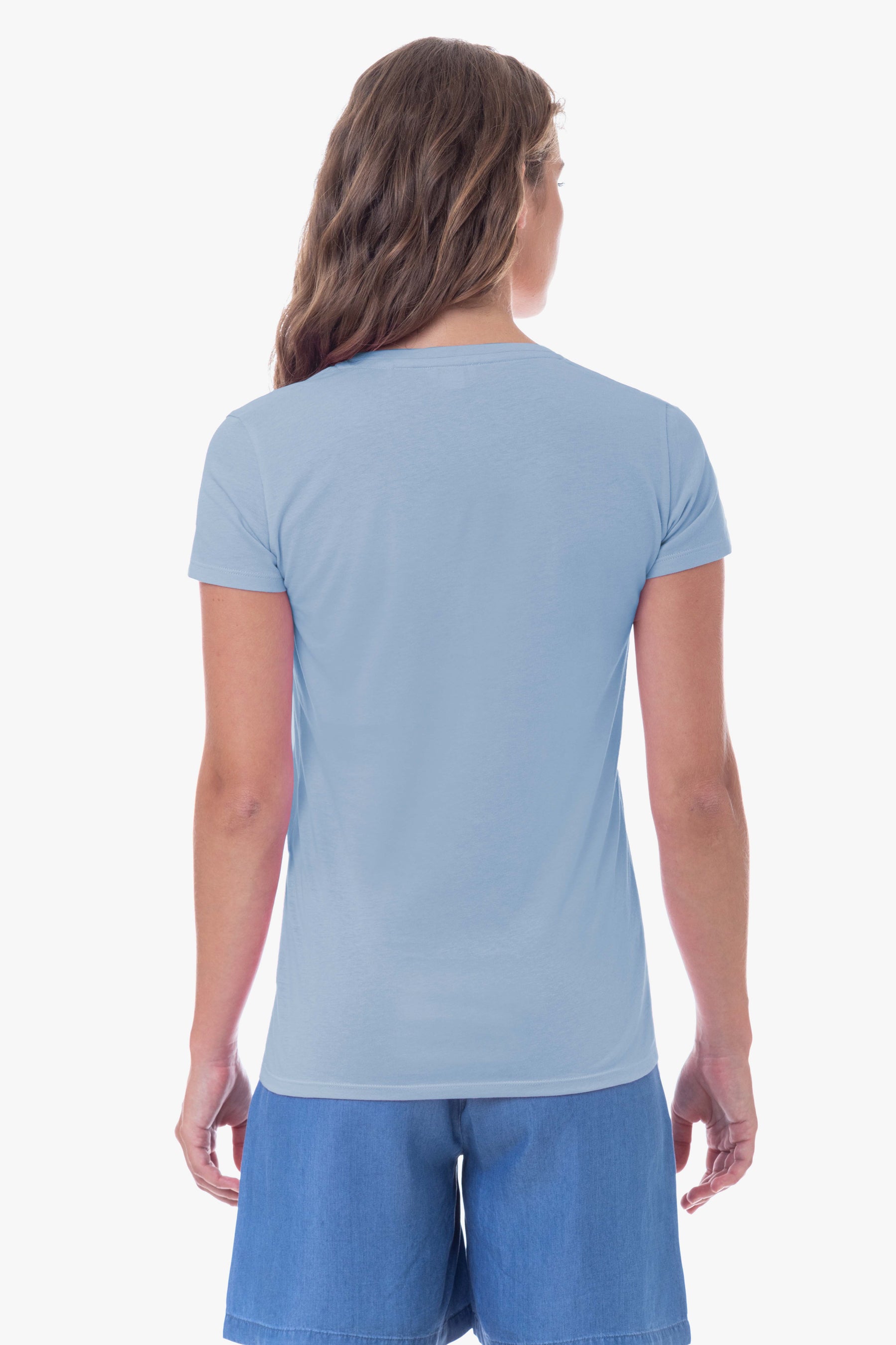 T-shirt donna scollo a V con logo U.S. Polo Assn.