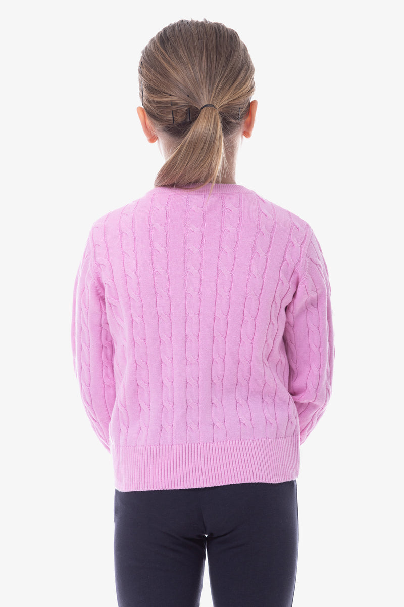 Cardigan da bambina a treccia con logo U.S. Polo Assn.