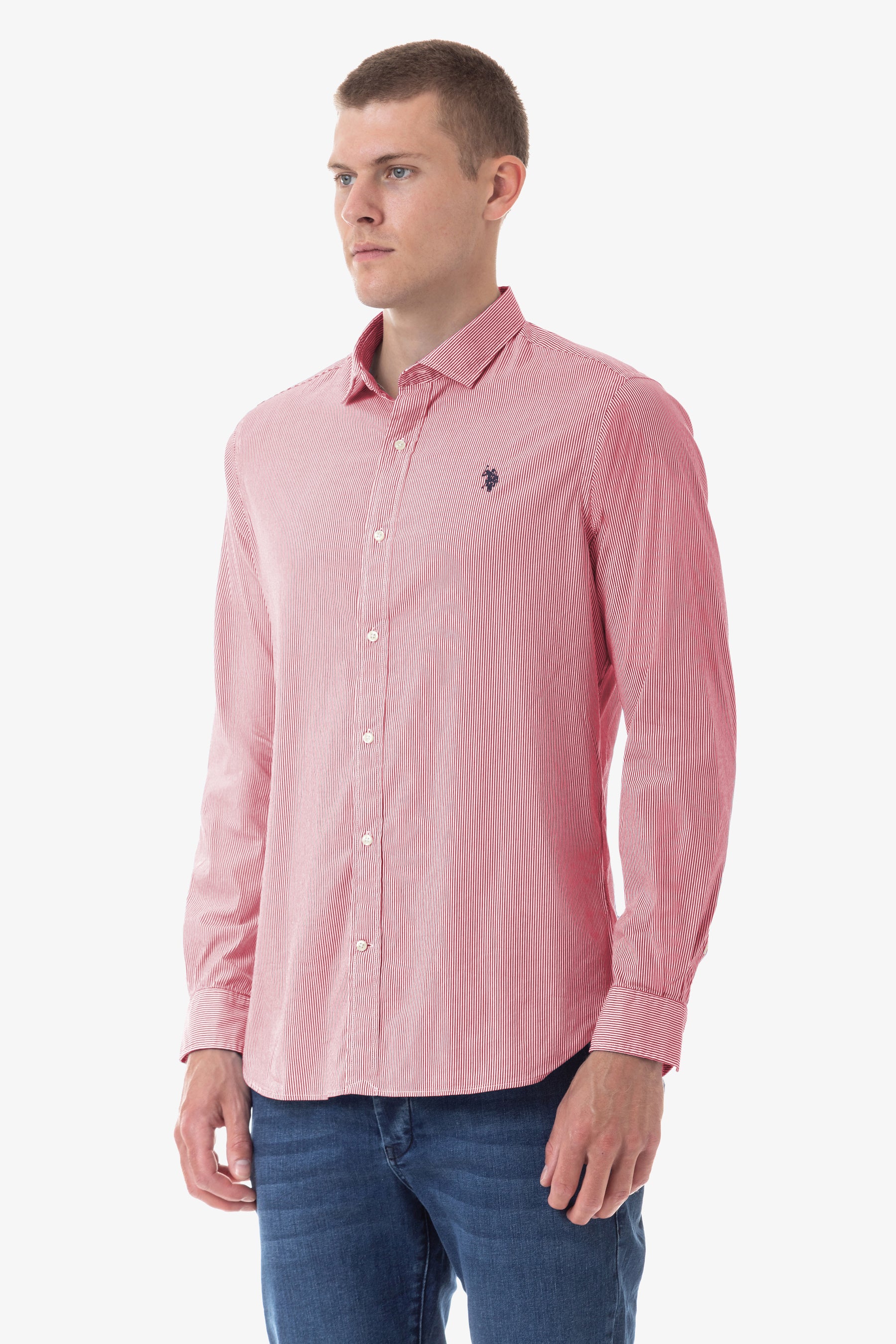 Camicia stretch popeline righe verticali U.S. Polo Assn.